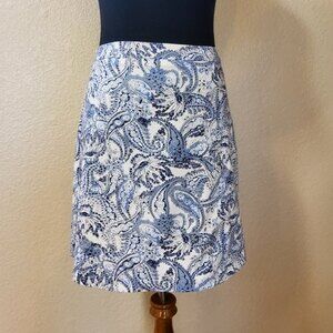 Margaret M Petites Paisley Floral Pull-on Mini Skirt SP Blue New